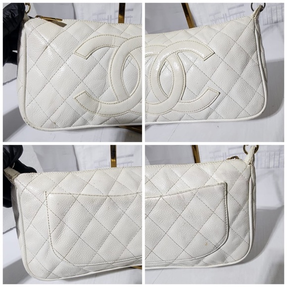 Authentic Chanel Caviar Timeless Baguette Shoulder Bag Off-White - Picture 10 of 16